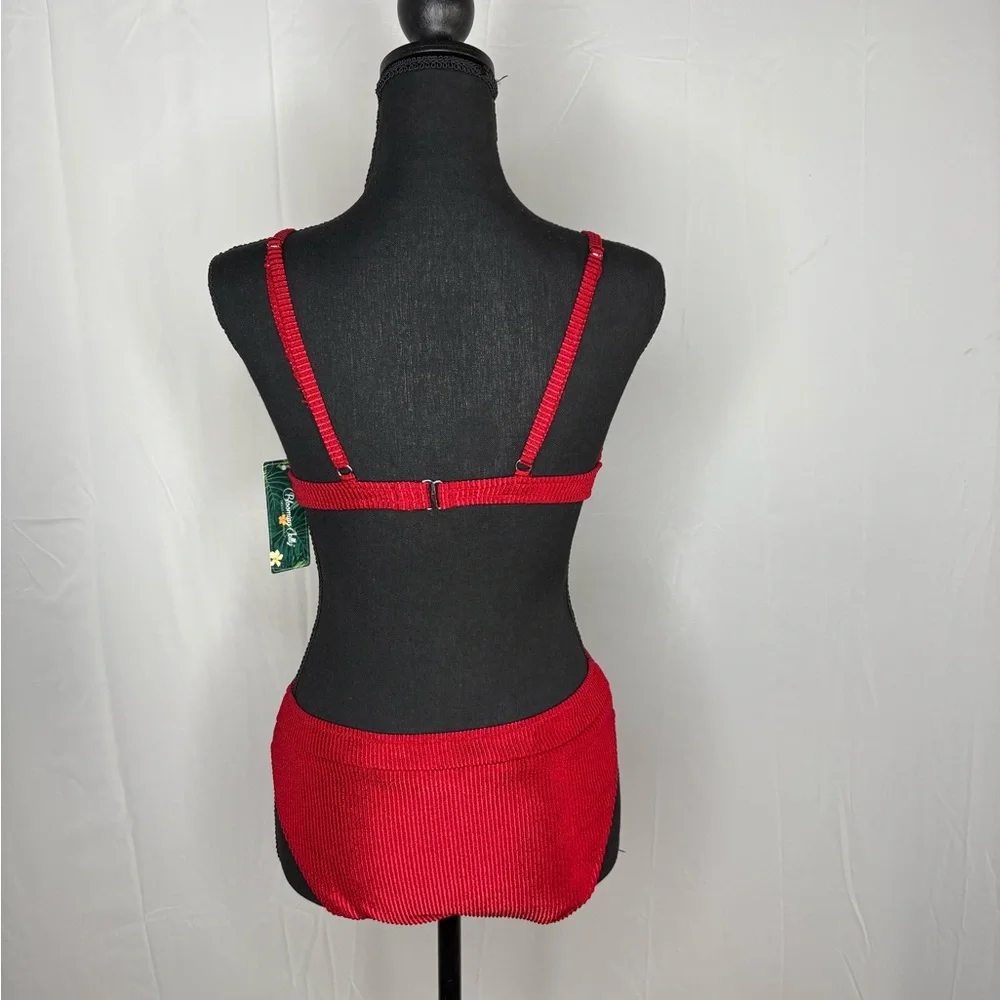 Red Ribbed Bikini Set - Picture 2 of 2
